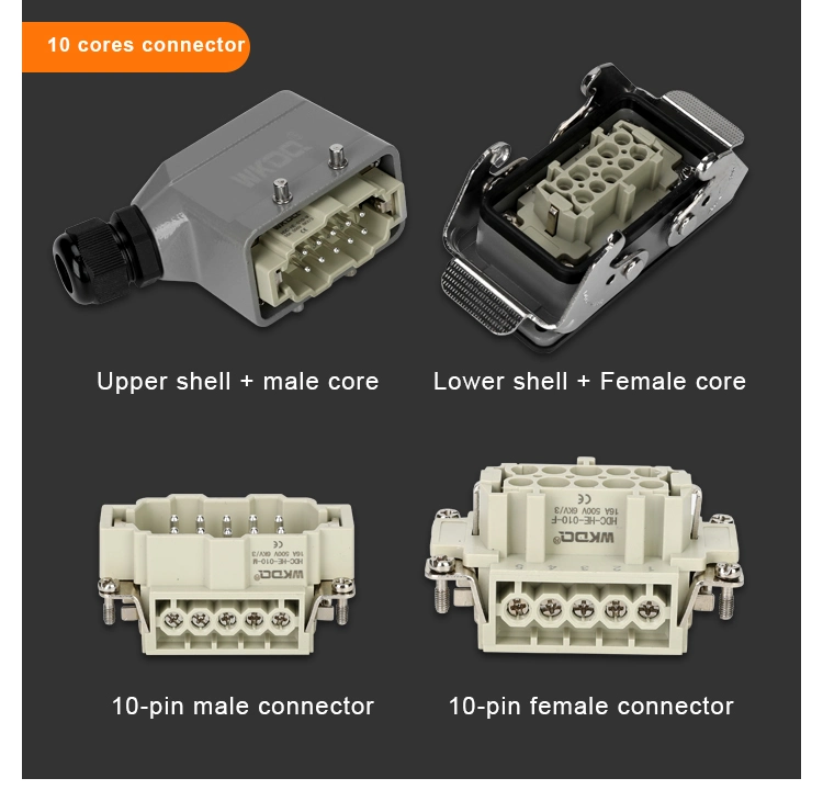 10 Pin Heavy Duty Cable Connectors Without Shell Male & Female Connectors