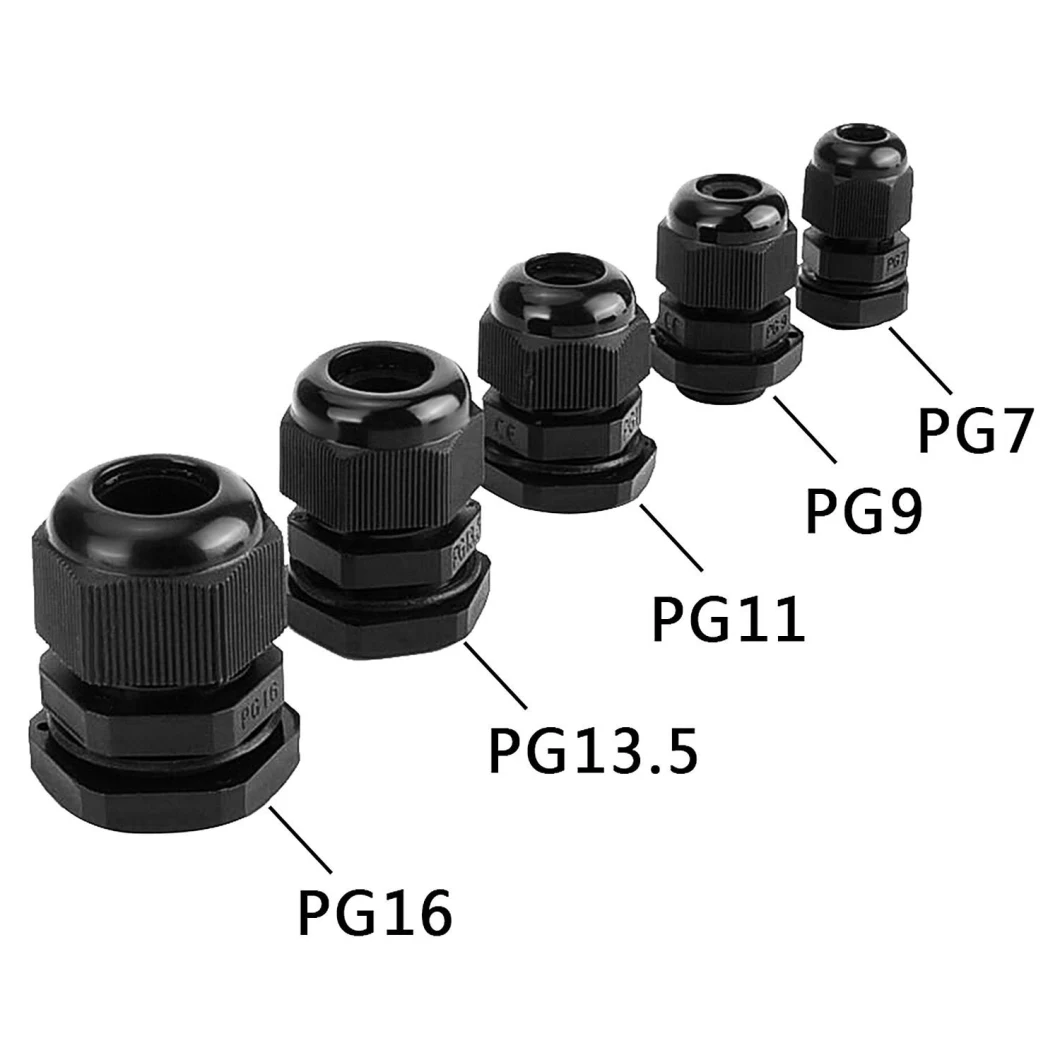 Factory Metric Thread Waterproof Plastic IP68 Nylon Waterproof Adjustable 3.5 - 13mm Cable Glands Joints Cable Connector