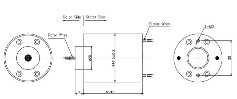 41mm Outer Diameter Slip Ring Assembly/Rotating Connector Without Bore for Cable Wheel Use