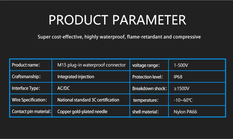 Yxy M15 Waterproof Connector Nylon IP68 Waterproof 2 Pin Male Female Cable Connector for Street Solar Light