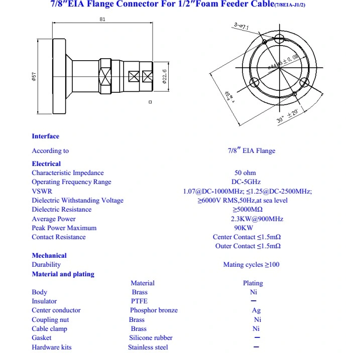 Antenna Wire Electrical Waterproof RF Coaxial 7/8