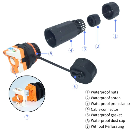 Yxy Outdoor IP68 IP67 Cavo metallico Montaggio a pannello Connettore impermeabile a 8 pin RJ45 CAT6A Cat5e